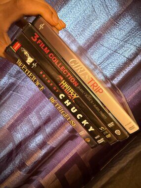 Portable DVD with movies.